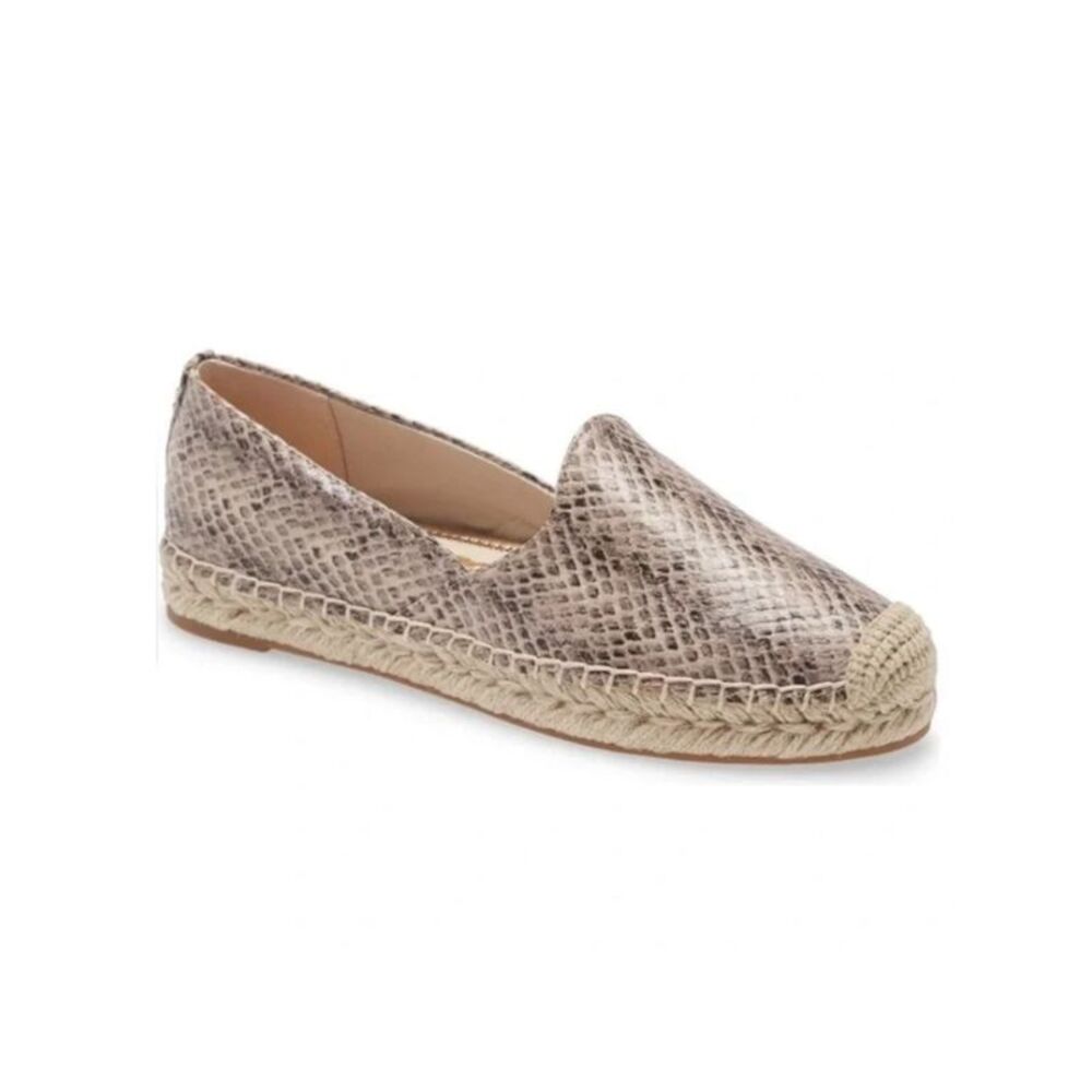 NWT SAM EDELMAN Womens Beige Snake Kesia Platform  Leather Espadrille Shoes 9 M